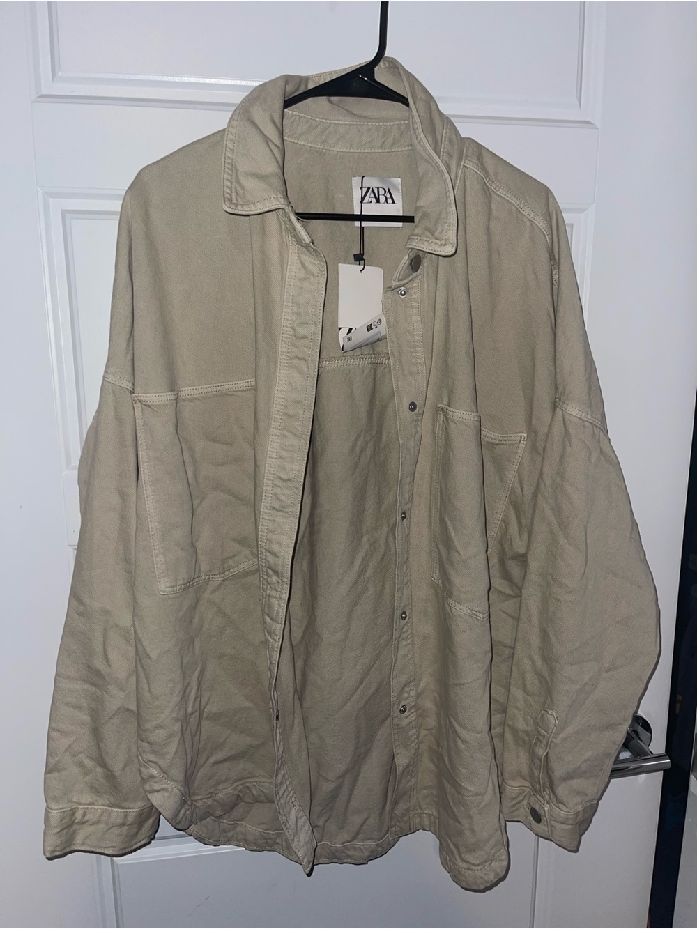 ZARA oversized tan shirt jacket NWT